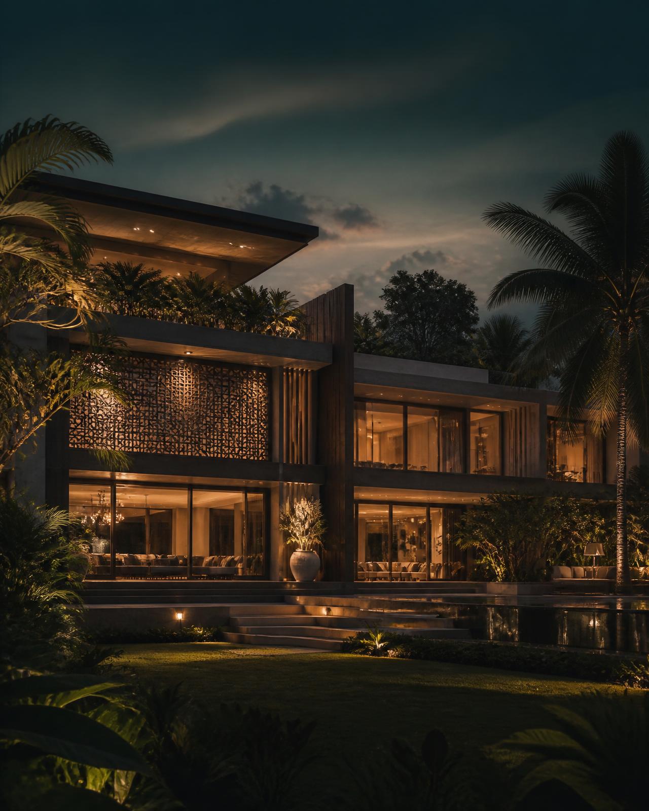 Luxury villa at twilight